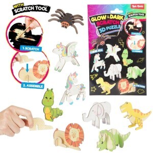 Toi-Toys Puzzle 3D škrabací svítící ve tmě (24/bal 48/krt)