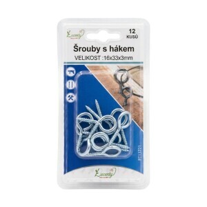Šrouby s hákem 16*33*3mm/12ks (24/bal 288/krt)