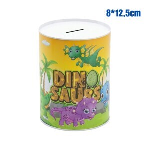 Pokladnička plechová 8*12,5cm Dinosaurs (12/bal 72/krt)