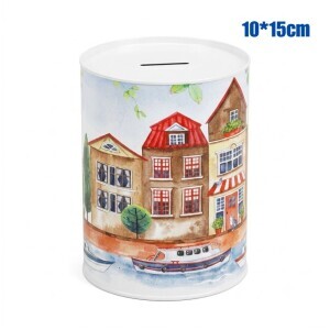 Pokladnička plechová 10*15cm Village (6/bal 48/krt)