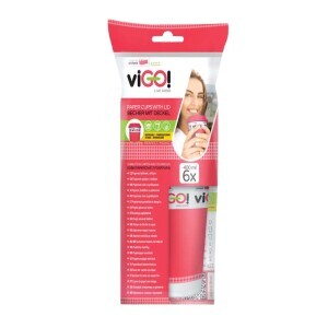 viGO! Kelímek papírový s víčkem 400ml/6ks potisk (9/krt)