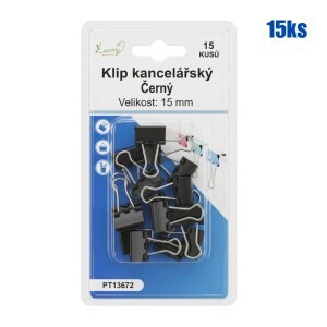 Klip kancelářský Black 15mm/15ks (24/bal 288/krt)