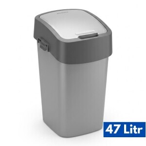 Curver Koš Pacific Flipbin 10l +víčka tm.šedá/stříbrná (4/krt)
