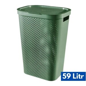 Curver Koš na prádlo Dots 60l tm. zelená (6/krt)
