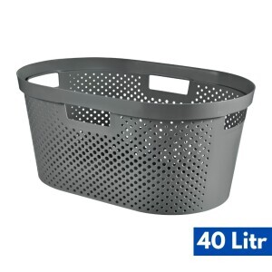 Curver Koš na prádlo Dots 40l tm. šedá (6/krt)
