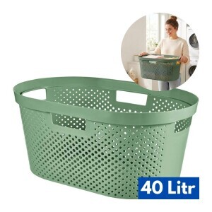 Curver Koš na prádlo Dots 40l tm. zelená (6/krt)