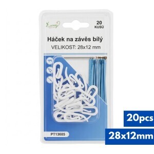 Háček na závěs bílý 20ks (24/bal 288/krt)