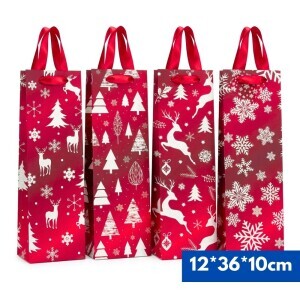 Vánoční dárková taška na víno 12*36*10cm (12/bal 840/krt)