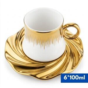 Set hrnek keramický s podšálkem 6*100ml (20/krt)