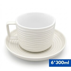 Set hrnek keramický s podšálkem 6*300ml (8/krt)