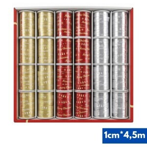 Vánoční stuha 1cm*4.5m 3ass (24/bal 576/krt)
