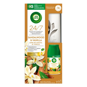 Airwick 250ml Freshmatic komplet Vanilka a santalové dřevo (4/krt)