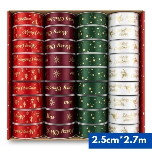 Vánoční stuha 2.5cm*2.7m (36/bal 432/krt)