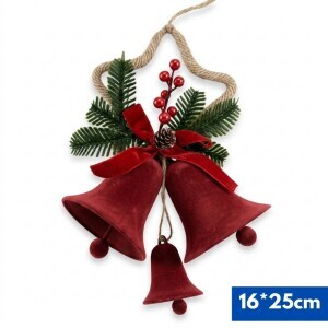Vánoční dekorace na zavěšení zvonek 16*25cm (144/krt)