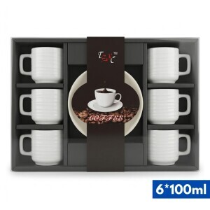 Set hrnek keramický s podšálkem 6*100ml (20/krt)