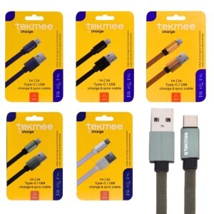 Tekmee Nabijecí kabel 1m USB/Type C Nylon (10/krt)