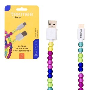 Tekmee Nabijecí kabel 1m Type C/USB Pearls Color (12/krt)