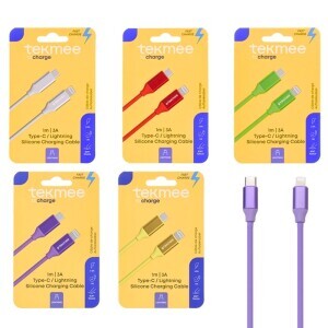 Tekmee Nabijecí kabel 1m Lightning/Type C Silicon (10/krt)