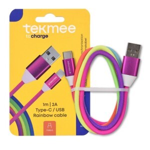 Tekmee Nabijecí kabel 1m USB/Type C Rainbow (10/krt)