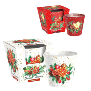 Santo 115g svíčka ve skle Christmas Apple&Orange Cinnamon Mix (6/krt)