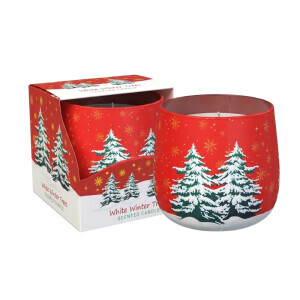 Santo 100g svíčka ve skle Christmas White Winter Trees (12/krt)