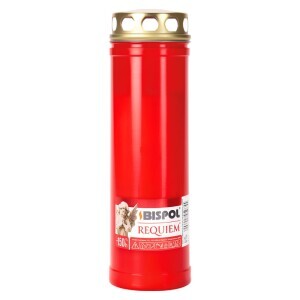 Bispol Svíčka hřbitovní olejová s víčkem Requiem 7dni/420g Red (20/bal)